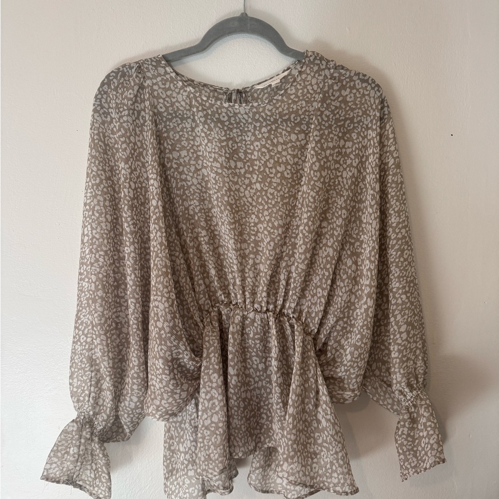 Elegant Tan Patterned Women's Top